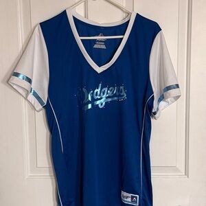 Majestic Blue and White Dodgers Ladies Jersey